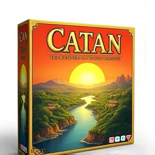 Scatola del gioco Catan, un classico dei giochi da tavolo strategici.